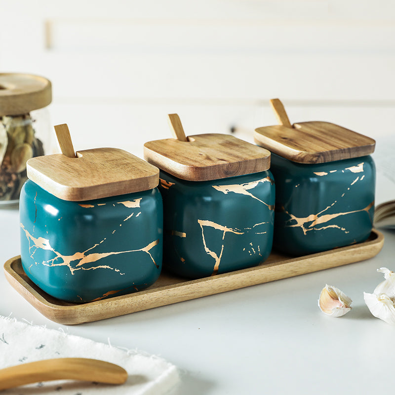 Nordic Gold Marble Jar Set - Minihomy