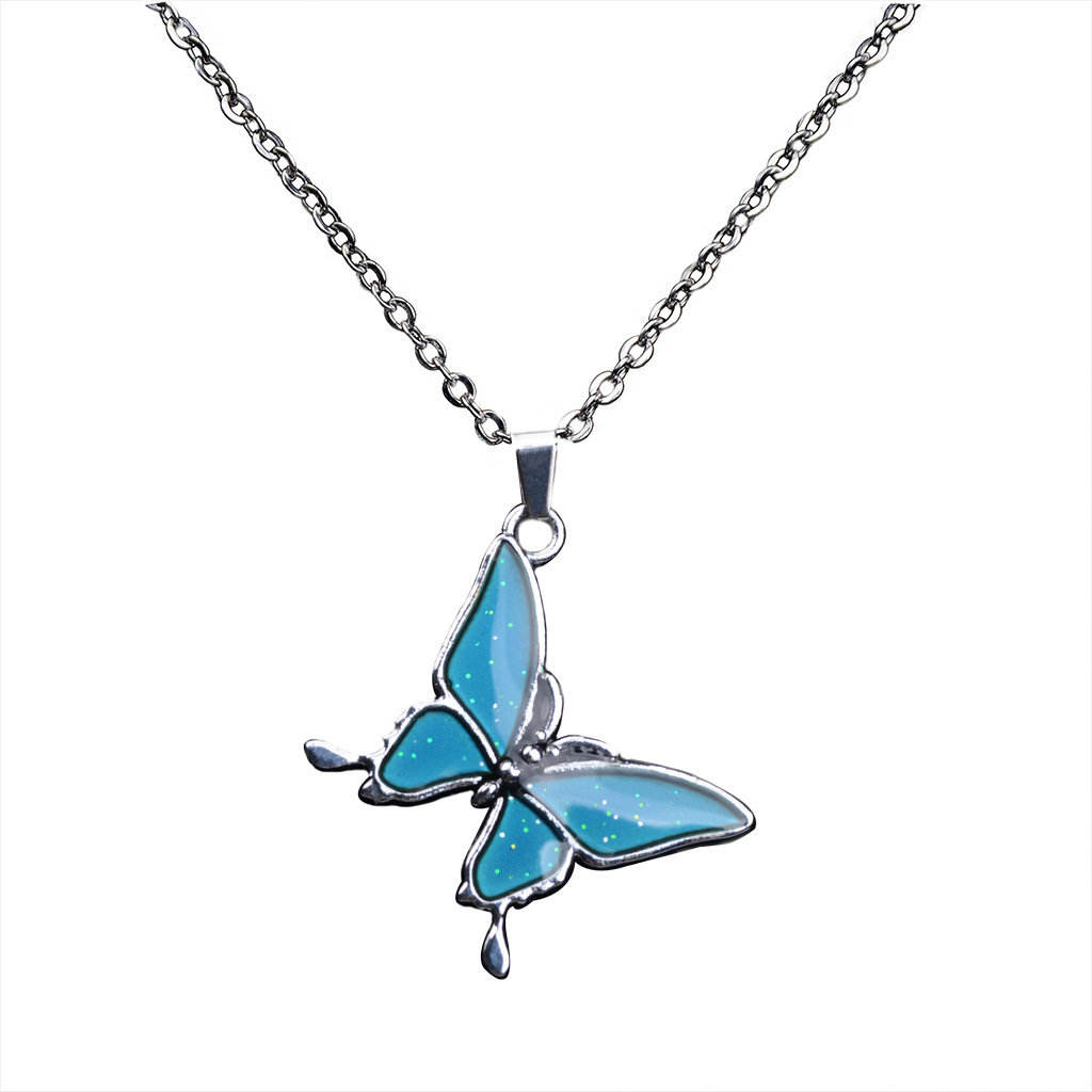 Butterfly Thermochromic Necklace O-Shaped Stainless Steel Necklace