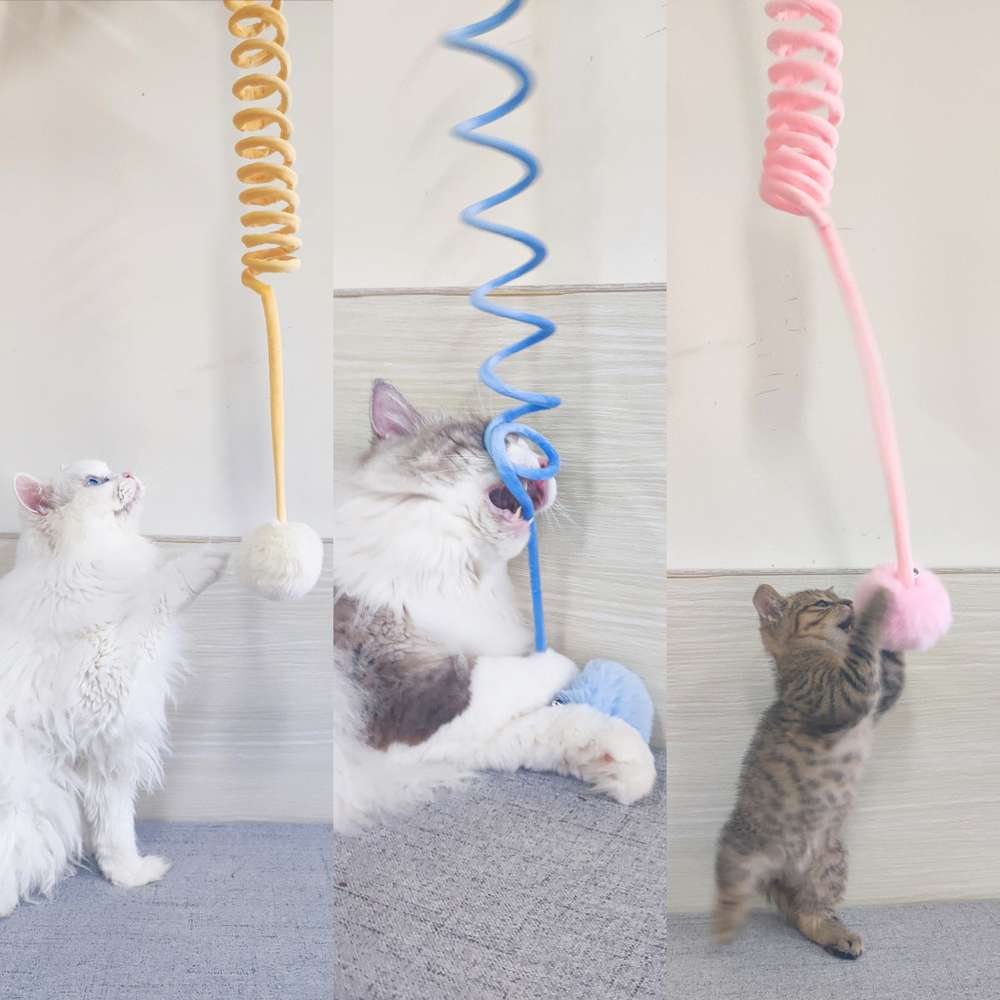 Cat Toy Self-Hi Sucker Spring Rabbit Hair Ball Interactive Play Pet Supplies Interactive Toys - Minihomy