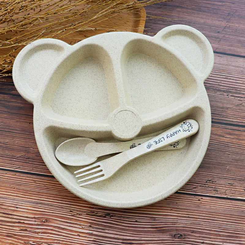 Baby Bowl Spoon  Fork Feeding Food Tableware Cartoon Panda Kids Dishes Baby Eating Dinnerware Set Anti-hot Training Bowl Spoon