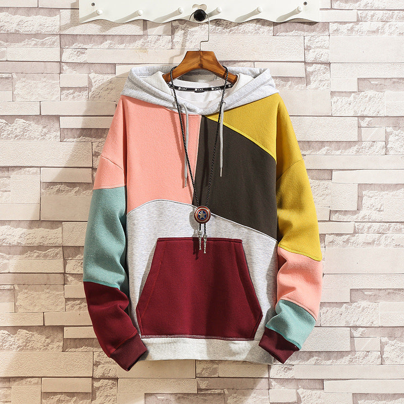 Men's Sweatshirt Loose Patchwork Hoodies Men Women Casual Lovers