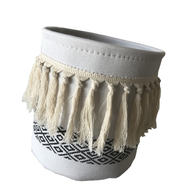 Tassel canvas storage bucket