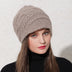 Hand-knitted cashmere warm hat with brim