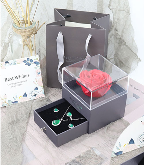 Eternal flower gift box Earring Necklace Pendant box couple ring box - Minihomy