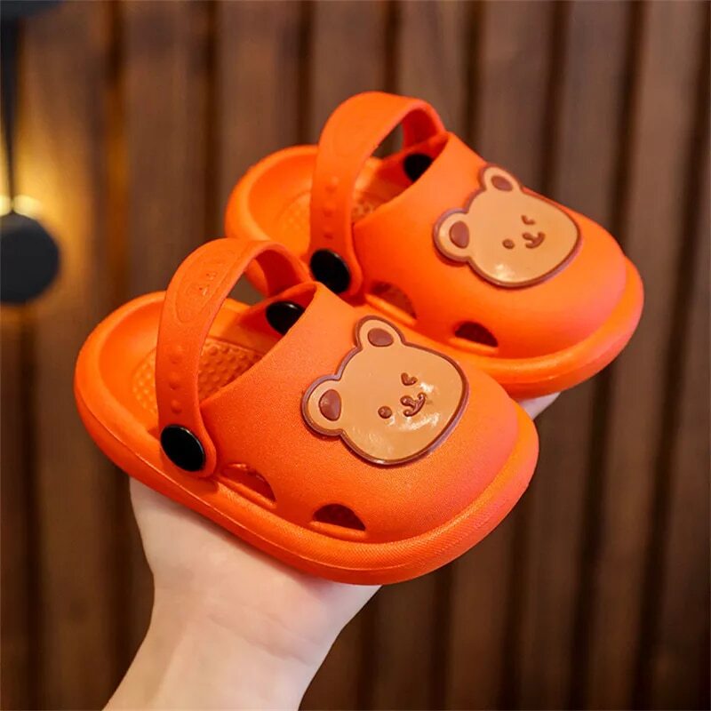 Color: Pink, Size: 18-19 (feet 11.5 cm) - Cartoon Bear Walking Shoes Kids Boy Girl Summer Breathable Sandals Fashion Garden Clogs Toddler Outdoor Slippers for Playing