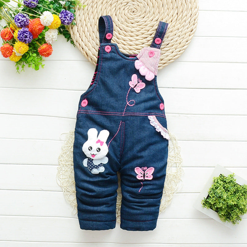 Infant Jeans Little Kids Cartoon Cute Suspenders Toldder Causal Trousers