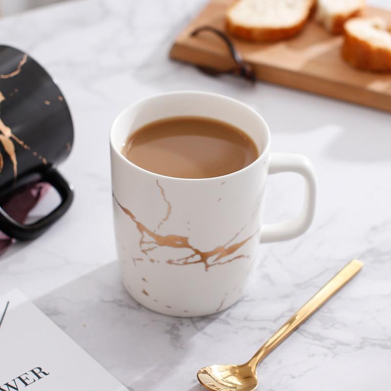 European style golden marbled ceramic cup