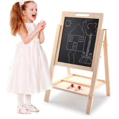 Children learn double-sided writing board wood ball can be raised and lowered convenient drawing board educational toys - Minihomy