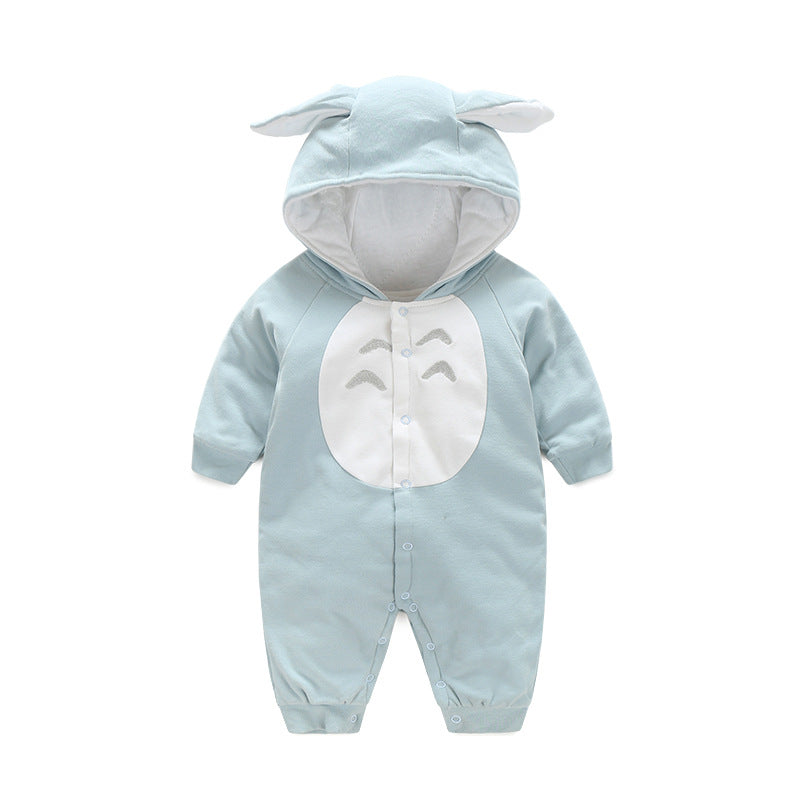 Newborn Jumpsuit Thickened Cotton Romper Boys And Girls Cartoon Rubbit Ears With Hood Jumpsuit