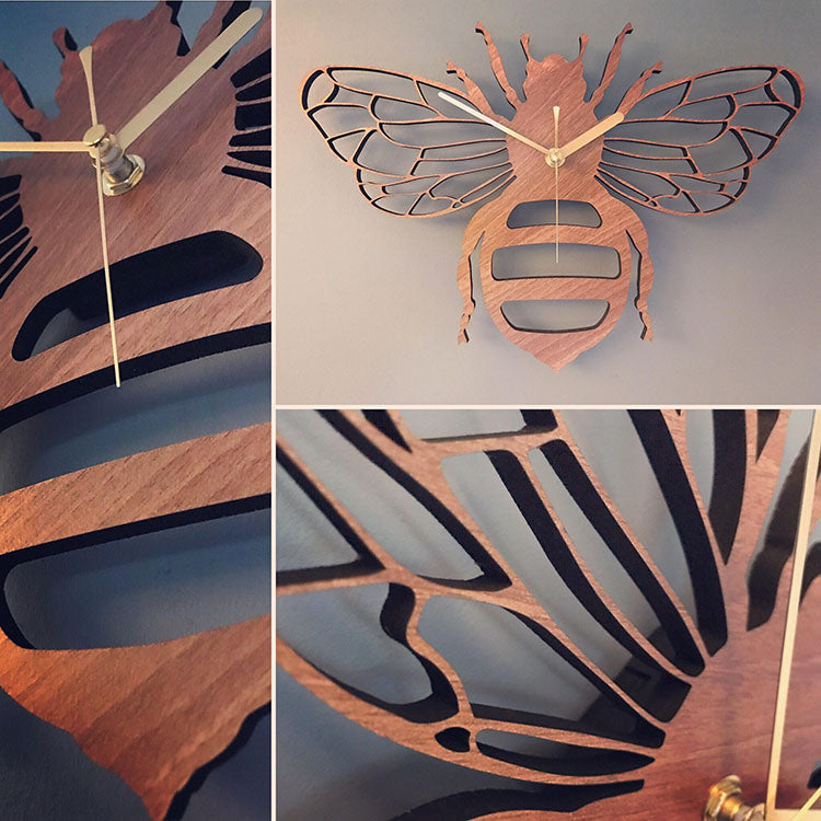 Creative bamboo and wood bee wall clock