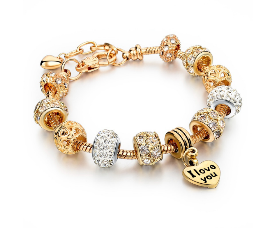 Gold-plated heart beaded bracelet - Minihomy