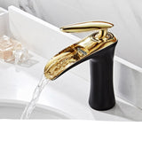 Full copper black and white hot and cold waterfall faucet - Minihomy