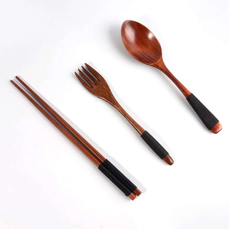 4PCS Japanese Wooden Spoon Chopsticks Tableware Set - Minihomy