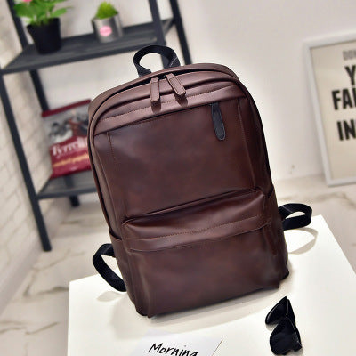 Retro casual backpack backpack men computer bag student bag Korean female leather travel tide one generation