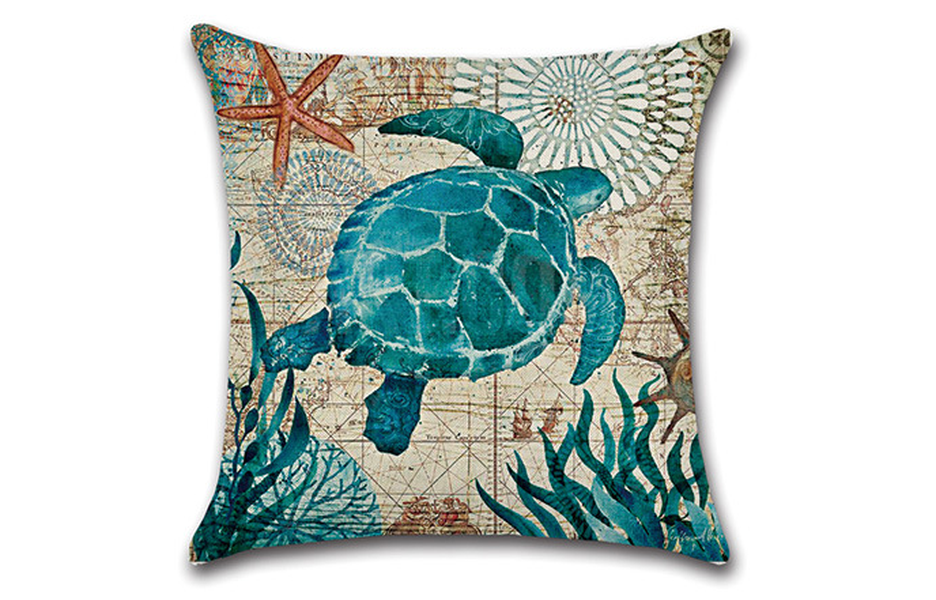 Marine life sea turtle seahorse whale octopus pillow - Minihomy