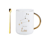 12 constellation roasted flower ceramic mug gift spoon - Minihomy