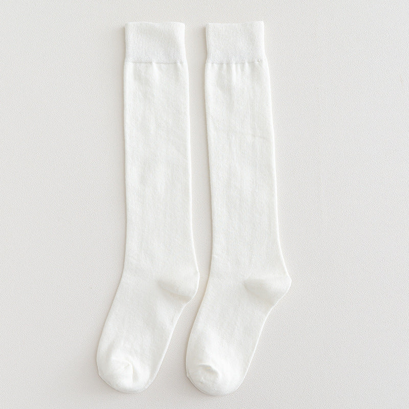 Solid Color Calf Socks Women's Cotton Long Socks