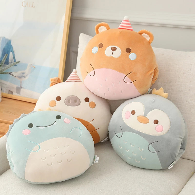 Cartoon Dinosaur Pig Bear Penguin Hands Warm Pillow Down Cotton - Minihomy