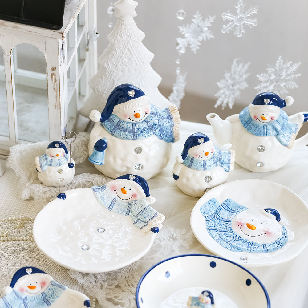 Christmas Ceramic Ornaments and Snowman Tableware - Minihomy