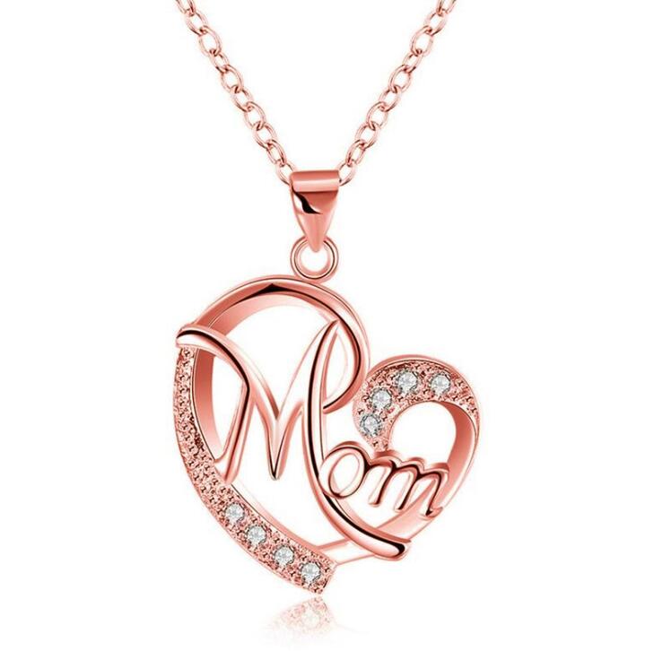 Women's Necklaces  Mom Color Separation Heart-shaped Diamonds Mother'  Day Gifts