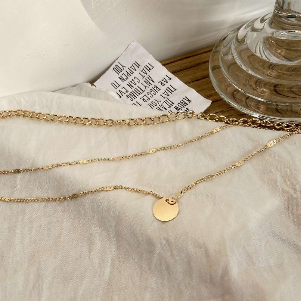 Fashionable Personality Small Disc Pendant Multi-Layer Necklace - Minihomy