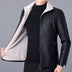 Men Stand Up Collar Plus Velvet Leather Casual - Minihomy