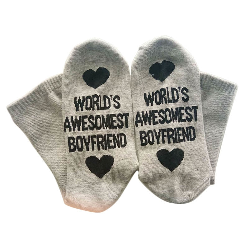 Men Women Cotton Socks Printing Letter Funny Socks For Boyfriend Girlfriend Valentine's Day Gift - Minihomy