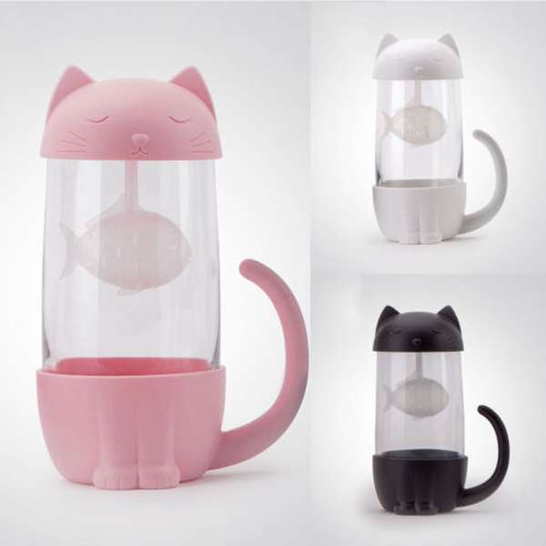 Cute Office Cat Tea Separate Water Cup - Minihomy