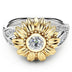 Gold-plated couple ring sunflower flower color separation zircon ring - Minihomy