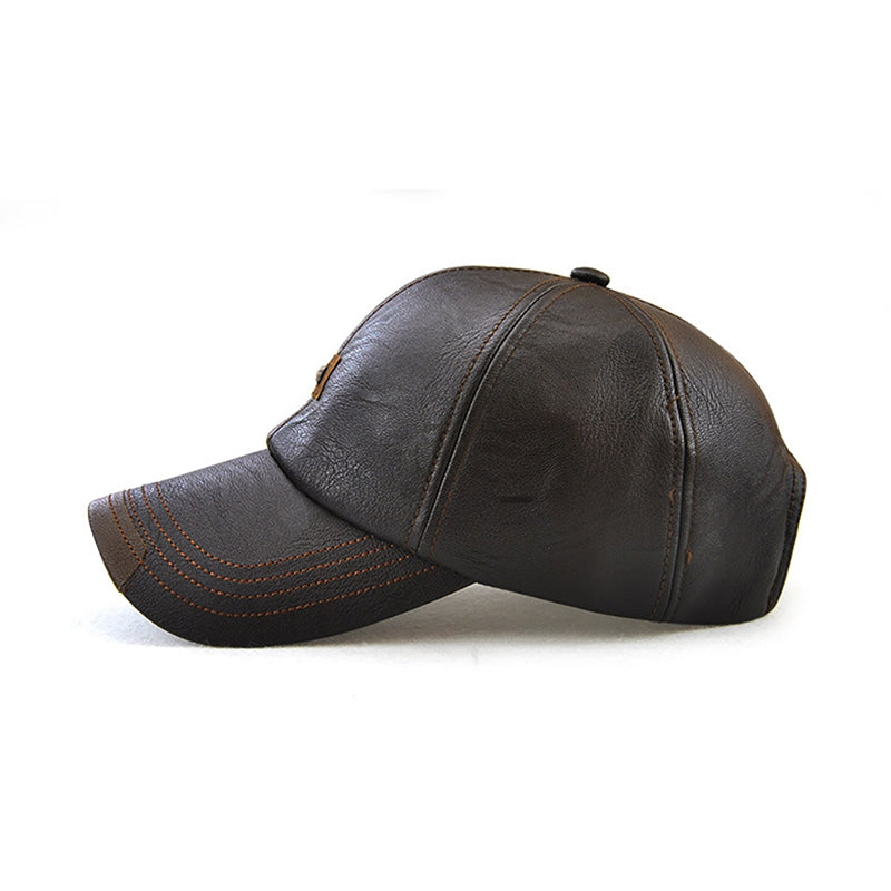 Men's leather baseball cap