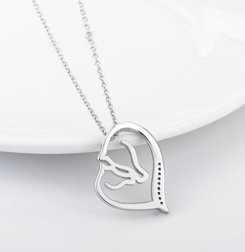 Sterling Silver Mother and Child Horse Heart Pendant