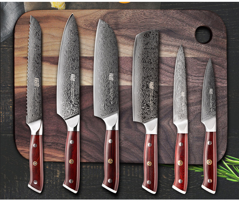 Damascus Chef Knife Set (6 Piece) - Kitchen Essentials - Minihomy