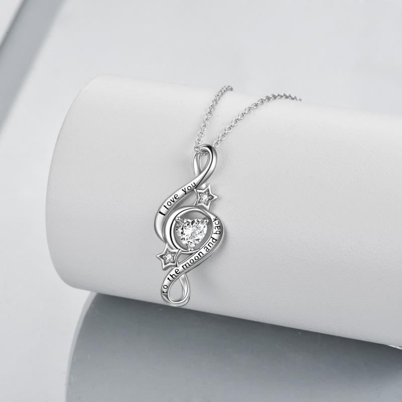 925 Sterling Silver Moon Star Necklace I Love You To The Moon And Back Infinity Jewelry - Minihomy