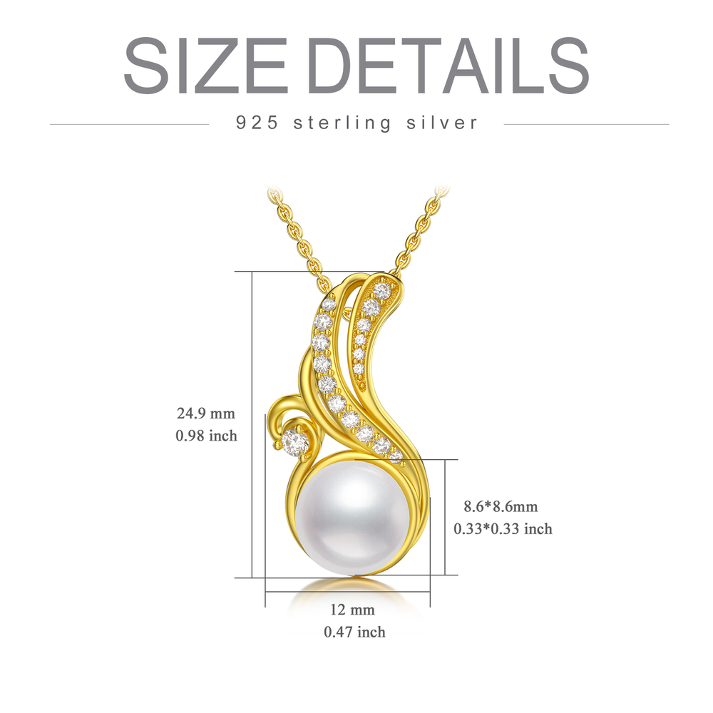 Gold Plated Ocean Wave Pearl Necklace S925 Sterling Silver Pendant Necklaces for Women - Minihomy