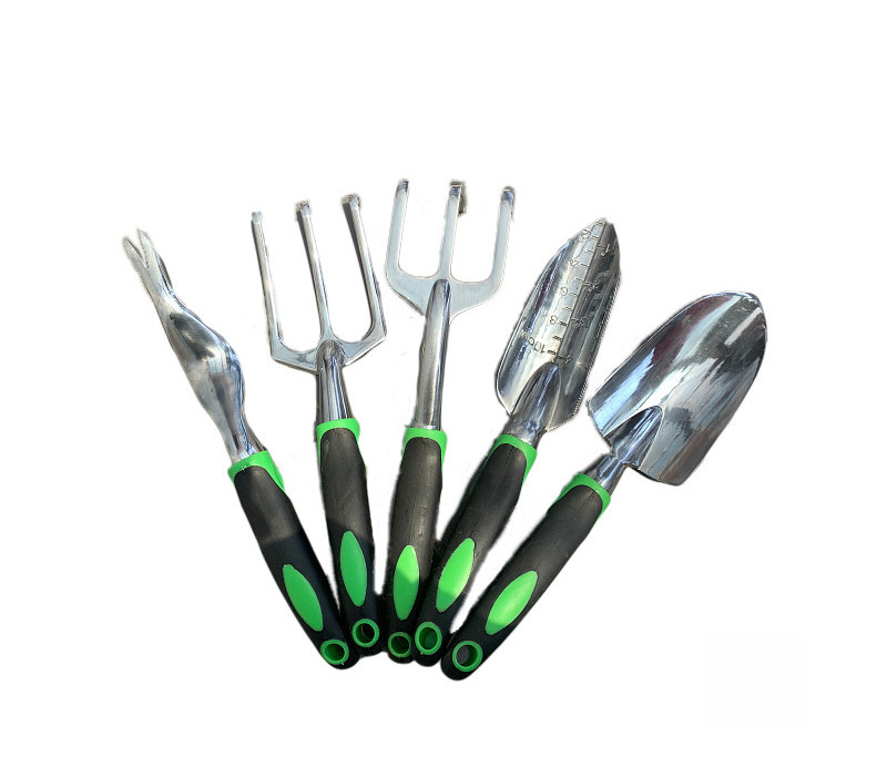 Garden Supplies 9-piece Aluminum Alloy Set, Silicone Two-color Handle Shovel Gardening Tools - Minihomy