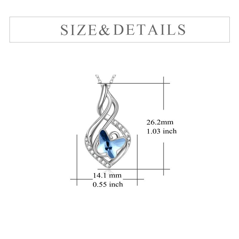 925 Sterling Silver Infinity Necklace Blue Crystal Butterfly Gift