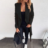 Women Long Sleeve Hairy Open Front Short Cardigan Suit Jacket