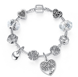 Silver Crystal Charm Bracelet for Women