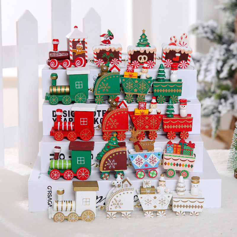 Wooden Christmas Train Decorations