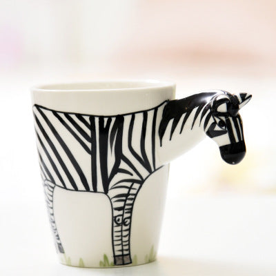 Festival gift Ceramic coffee milk tea mug 3D animal shape Hand painted Cow cup - Minihomy