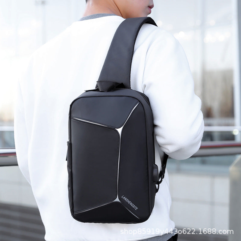 Men's shoulder bag PU leather chest bag men's Messenger bag multi-function outdoor sports backpack