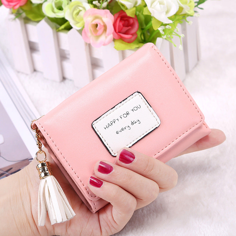 Korean letter short Purse female Wallet - Minihomy