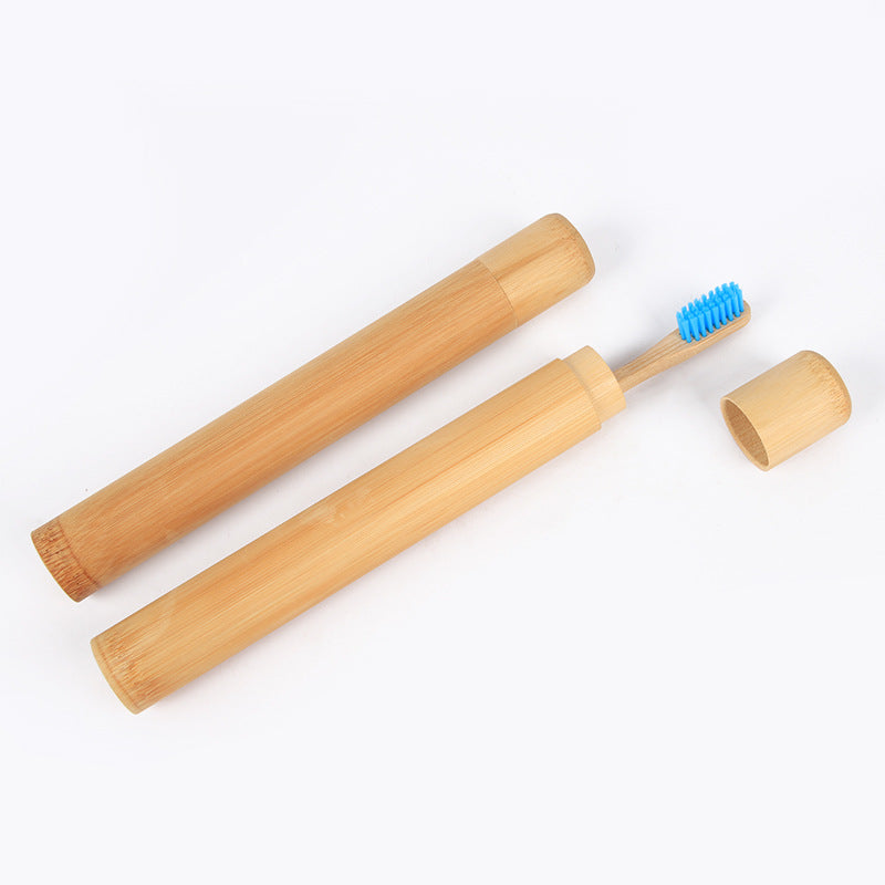 Bamboo Toothbrush Novelty Wooden Teeth Brush soft-bristle Bamboo Fibre Wooden Handle Bamboo Tube Charcoal Set - Minihomy