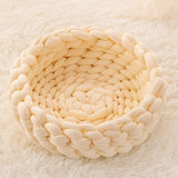 Cat House Cushion Soft Long Plush Warm Pet Mat Cute Kennel Cat Sleeping Basket Bed Round Fluffy Comfortable Touch Pet Products - Minihomy