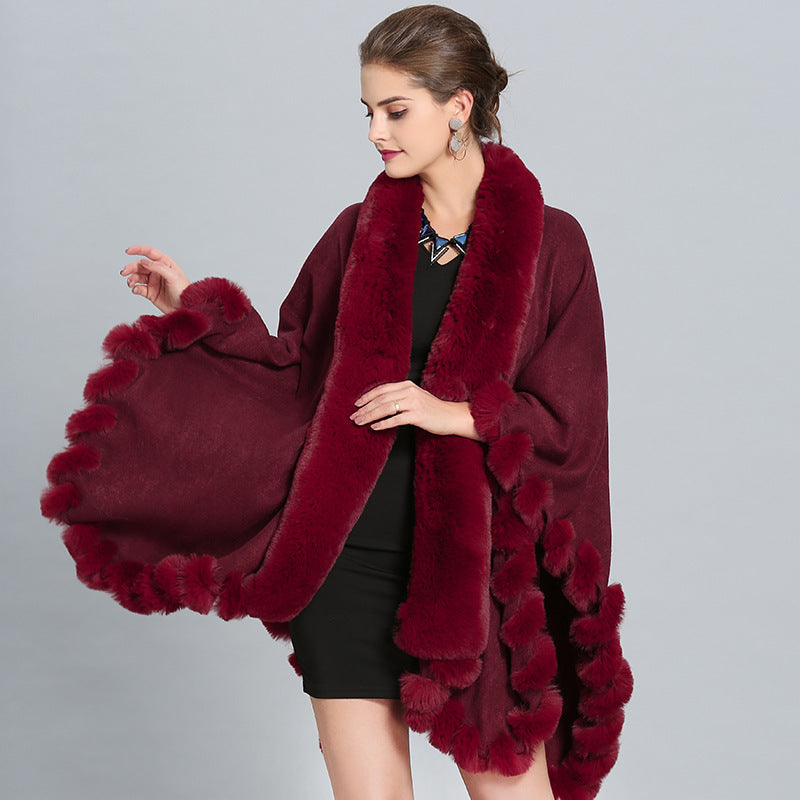 Winter Thick Shawl Imitation Fur Long Collar