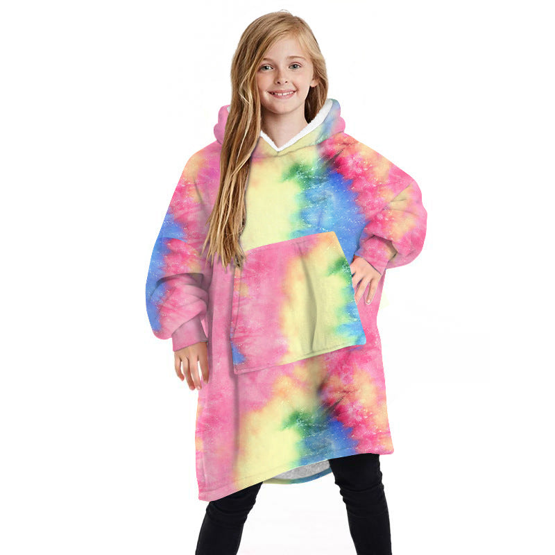 Children's Winter Home Blanket Double-sided Hoodie Pijamas - Minihomy