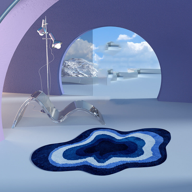 Cloud Art Blue Special Shaped Bedroom Bedside Carpet