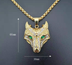 Men Stainless Steel Necklace Gold Color Viking Wolf Head Necklace Pendant With Chain Iced Out Norse Talisman Ethnic Jewelry - Minihomy