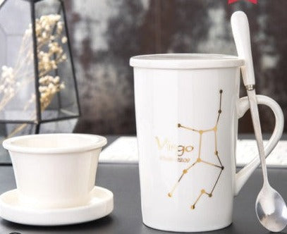 Creative cup ceramic with lid spoon tea cup filter - Minihomy