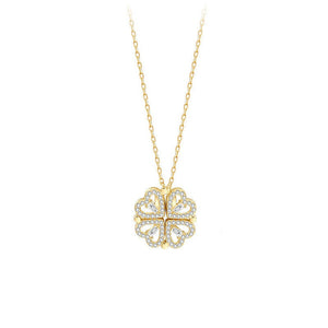 Explosive Style Detachable Deformed Four-leaf Clover Necklace For Women A Multi-wearing Zircon Small Love Short Clavicle Chain
